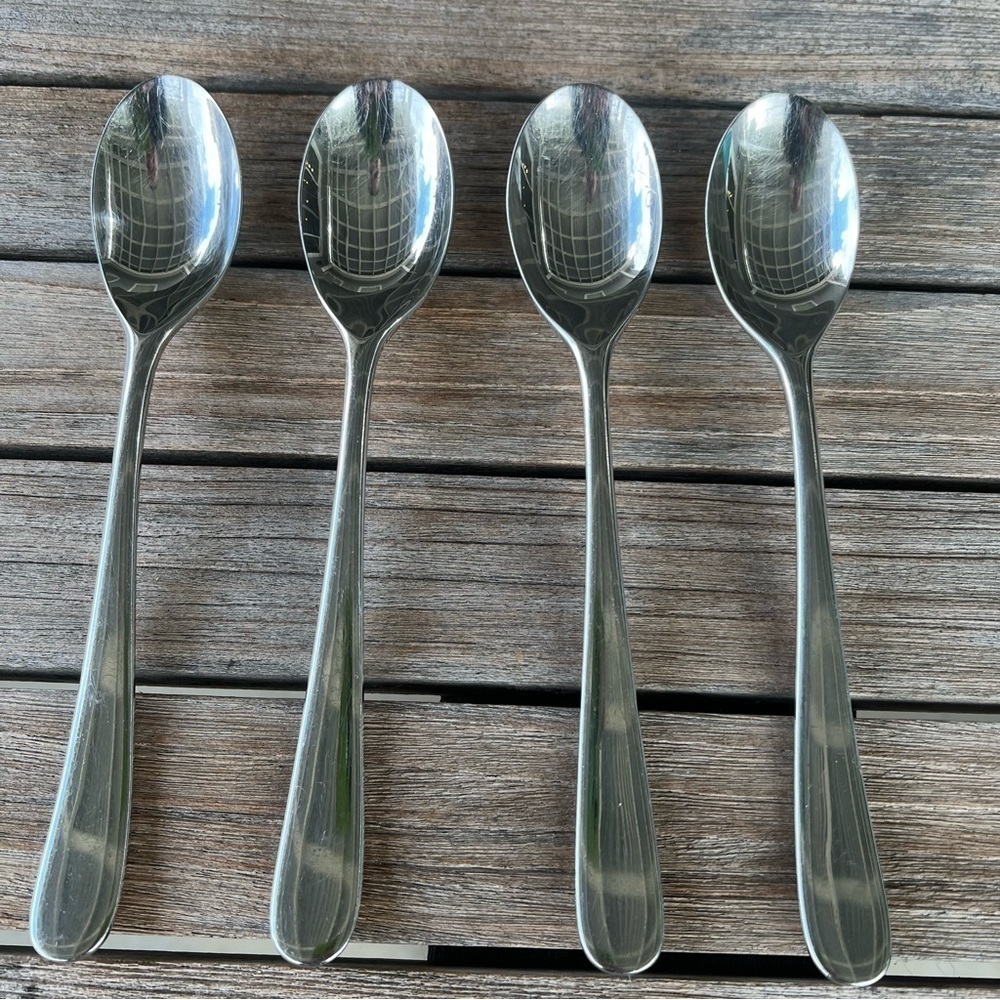 Yamazaki Haataja Japan Aquatique Stainless Steel 4-Piece Soup Spoon Set 8”
